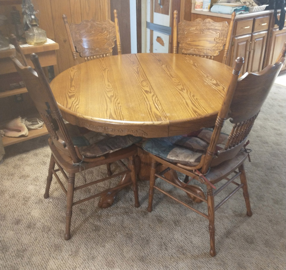 Wooden Dining ROom Table and Wooden Chairs